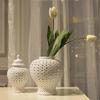 Vaso di Zenzero in Ceramica Traforata con Coperchio Vasi in Porcellana Contenitore Floreale per Ingresso Tavolo Centrotavola Decorazione