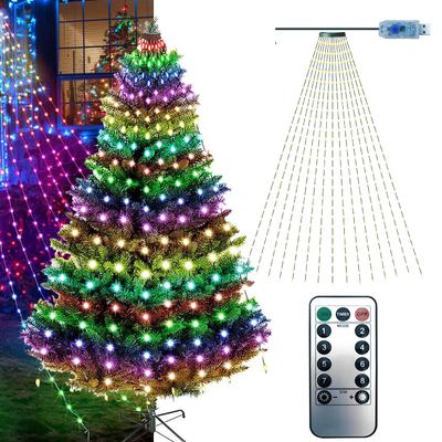 320LED Christmas Tree Waterfall Lights Fairy String Outdoor Waterproof Decor RGB