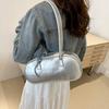 Large Capacity Balletcore Bow Bowler Bag Korean Style Silver Single Shoulder Bag  Girls