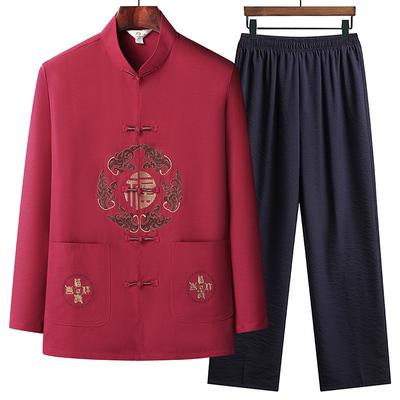 Erkek Sabah Egzersizi Hanbok Takımı Orta Yaşlı ve Yaşlılar Uzun Kollu Rahat Üst + Pantolon İki Parçalı Set