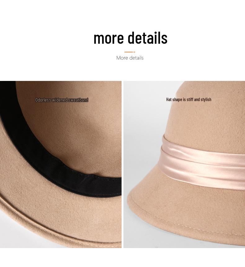 Women's Retro Black Wool Bucket Hat - Autumn/Winter Trendy Japanese Fashion.