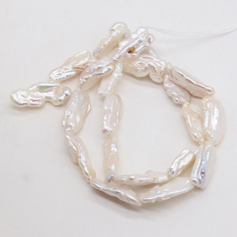 1String, 8×20-10×22mm White Natural Freshwater Pearls, Handmade Irregular Strips Pearl Beads for Jewelry Making DIY Necklace Bracelet Accessories 36cm