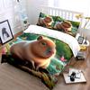 Adorable Capybara with Fluttering Butterflies Print Bedding Set 1 Duvet Cover 2 Pillowcases for Adult and Children Luxury Gift