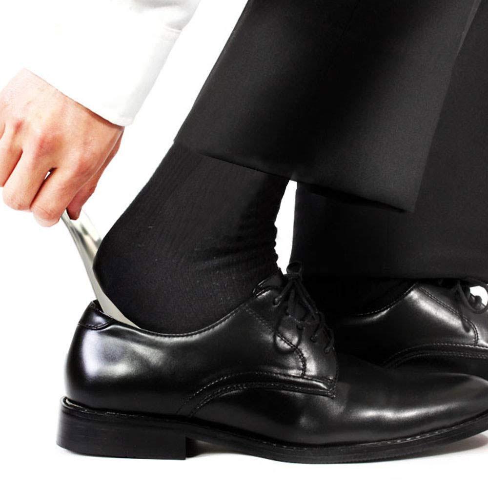 Tcare Stainless Steel Shoe Horn With Leather Handle For Men Women Kids Boots Shoes Health Care Accessory