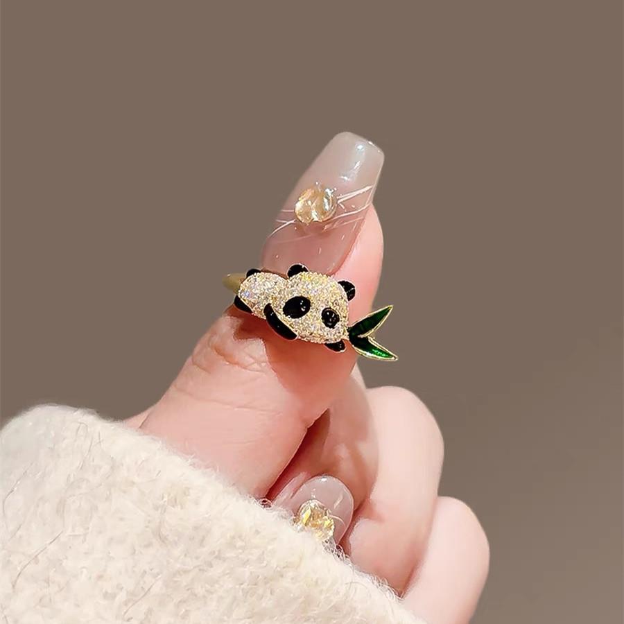 Yanyu Ke Panda Bamboo Open Ring: National Style, Exquisite Niche Design, Perfect Gift for Girlfriends