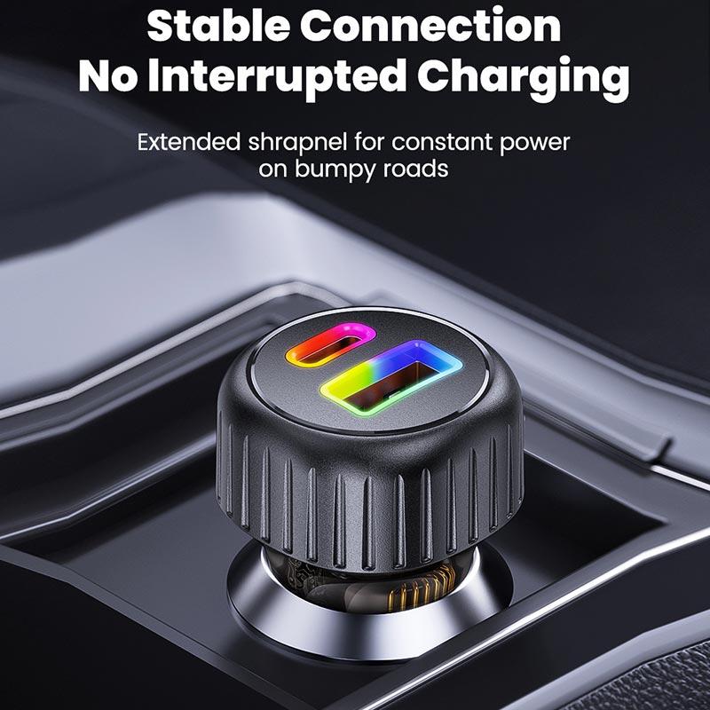 New Elough 60w Usb/type C Dual Port Car Charger Fast Charging 2 In 1 Car Cigarette Lighter Conversion Plug Car Charger