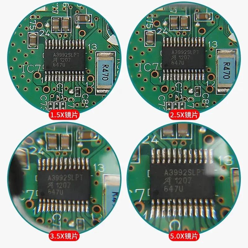 Magnifying Glasses With light LED Reading  Watchmaker Repair Wearing Magnifier 1.5X 2.5X 3.5X 5.0X Usb Rechargeable