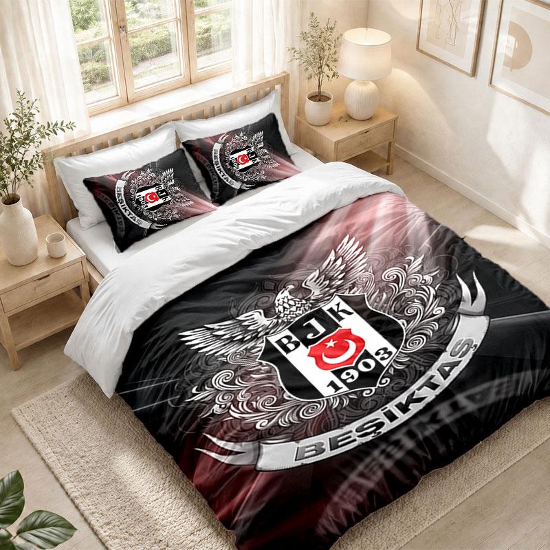 Bettwäsche-Set 1 Bettbezug 2 Kissenbezüge Beşiktaş FC Aufdruck Schlafzimmer Heimdekoration