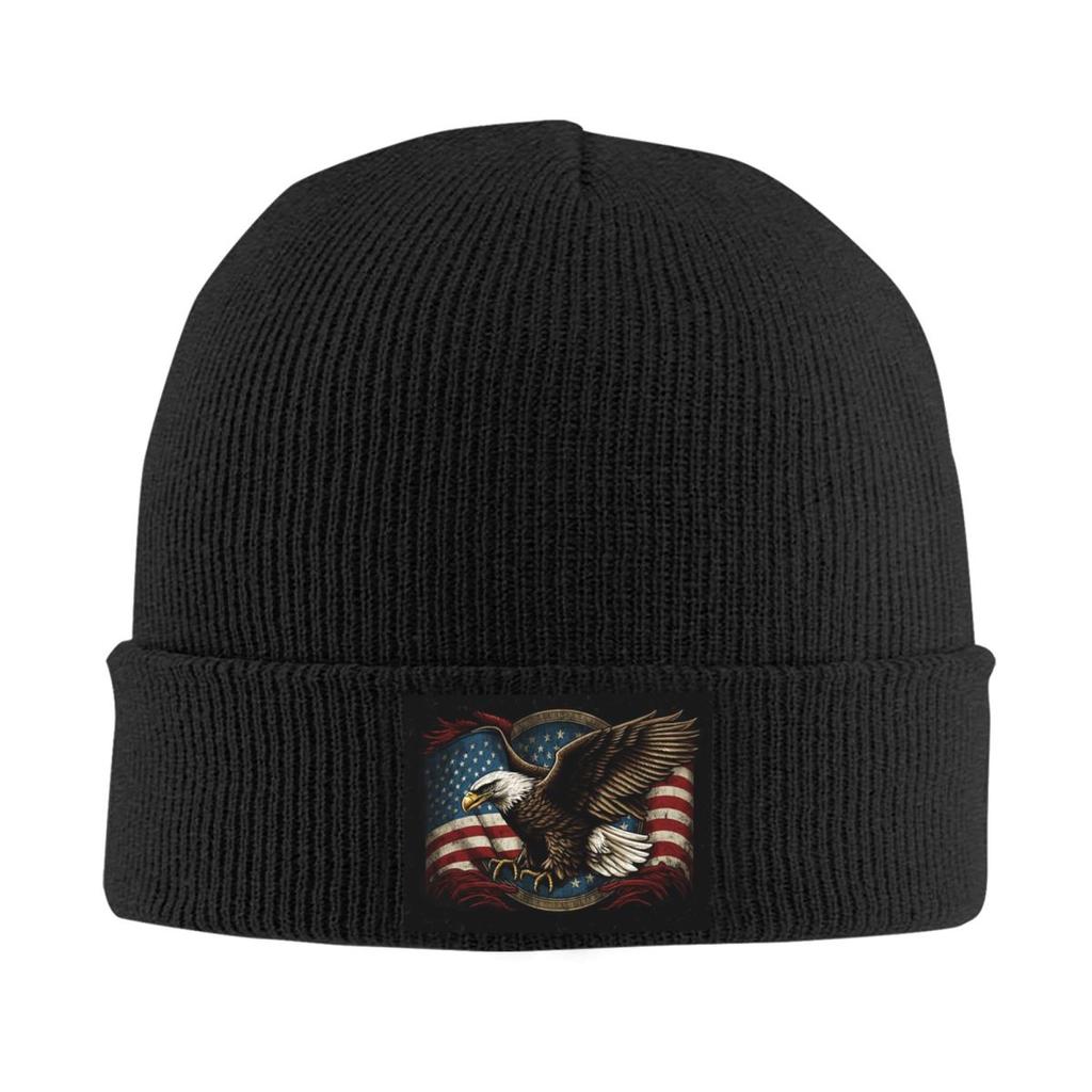 American Eagle Print Warm Knitted Cap Winter Knit Bonnet Hat Skullies Beanies Hip Hop Caps for Unisex