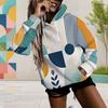 Women Plus Size Off White Printed Long Sleeve Drawstring Hoodie With Kangaroo Pocket
