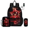 Learn, Travel Football Sport Rucksack Ronaldo 3 Pcs Set Kids Backpack Shoulder Bag, Pencil Bag, Football Star Knapsack