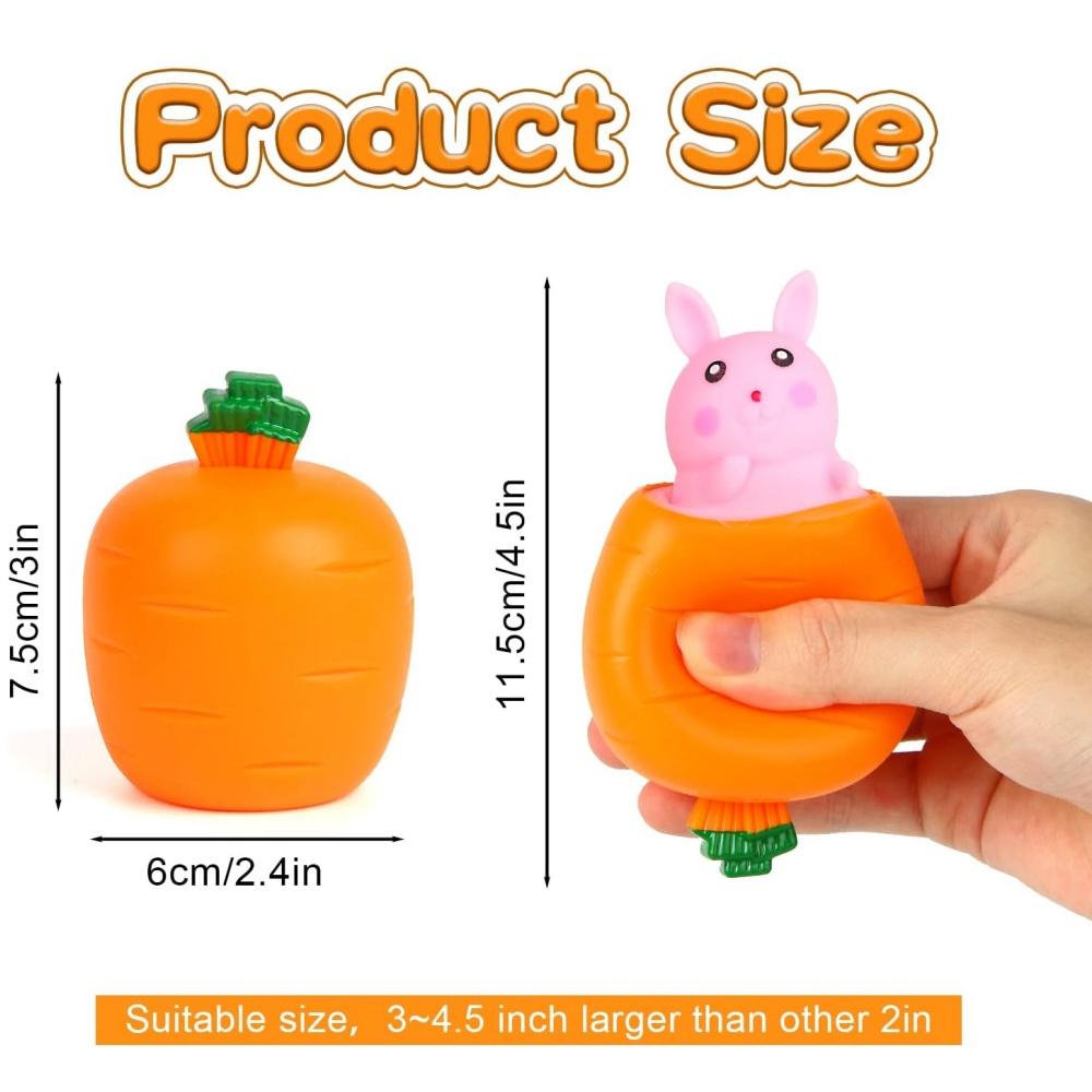 Squeeze Toys Carrot Rabbit Fidget Toys Pop Up Squishy Rabbit In Carrot Stress Relief for Kids Adult Novelty Toy Easter Gift