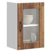Wall Mounted Kitchen Cabinet with Glass Door Lucca Vintage Wood Look