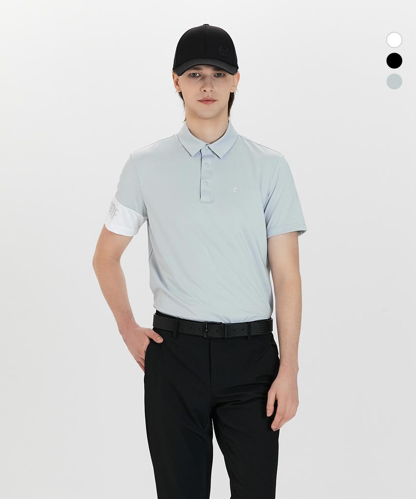 DUVIK Men'S Color Block Point Y-Collar Short Sleeve T-Shirt Df2Mts123