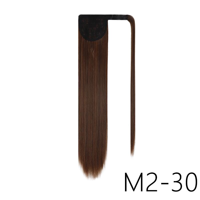 MERISIHAIR Women Long Straight Ponytail Wig Black Brown Synthetic High Temperature Fiber Ponytail Hair Extensions Daily Use