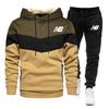 Men's Color-Block Hooded Sweatshirt & Sweatpants Set for Spring and Autumn