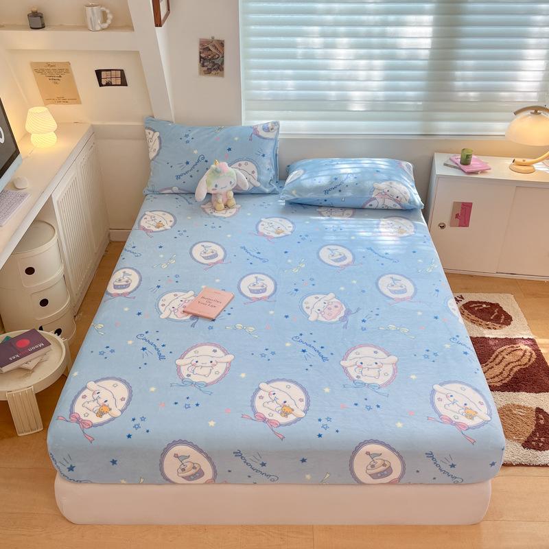 3D Pattern K-Kuromi Soft Bedding Fitted Sheet Deep Pocket 30Cm Cartoon H-Hello Kitty Fitted Sheets Fade Resistant Multiple Sizes