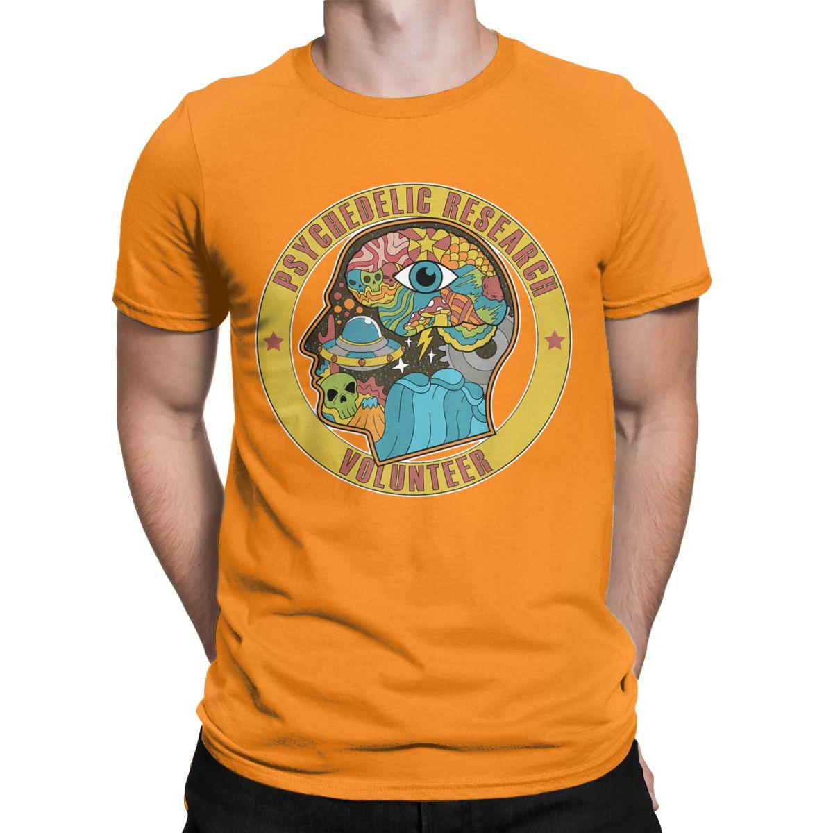 

Psychedelic Research Volunteer UFO Aliens T-Shirt Men 100% Cotton T Shirts Paranormal Short Sleeve Tee Shirt Plus Size Clothes 4XL