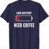 Low Battery Need Coffee Shirt Funny Sayings Cotton Tshirt Harajuku Aesthetic Clothes Women Clothes Oversized T Shirt Tops goth