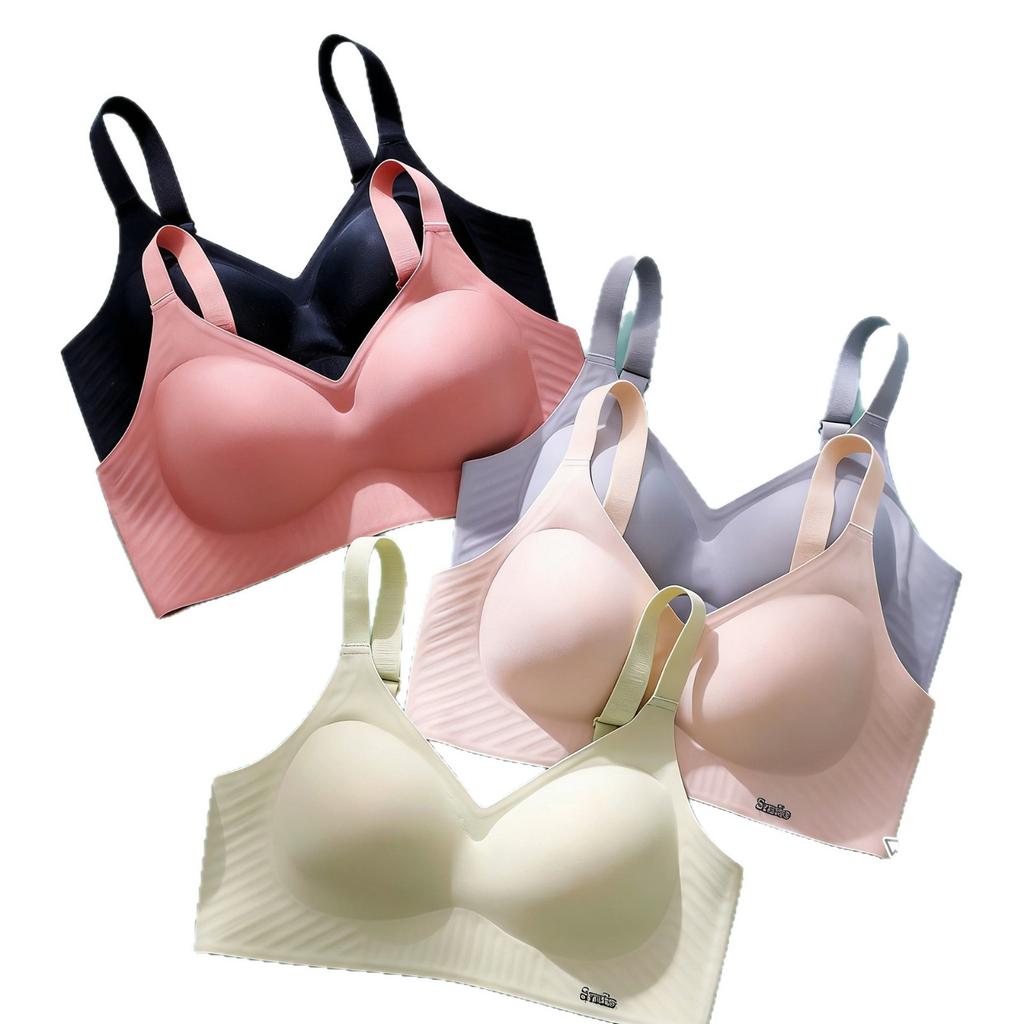 Simple smooth and seamless underwear, small breasts gathered and supported to prevent sagging, no steel ring, jelly strip soft support bra cover