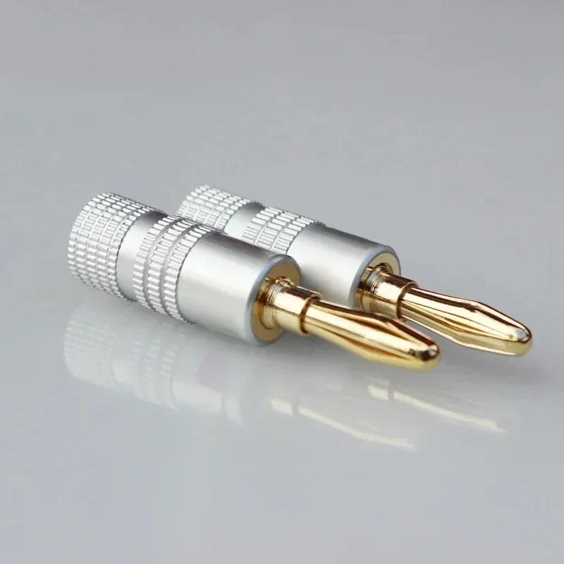 4pcs/10pcs Banana Connector 4mm Speaker Banana Plugs 24K Copper Gold Plated 4mm Banana Jack Match with 4mm Binding Post