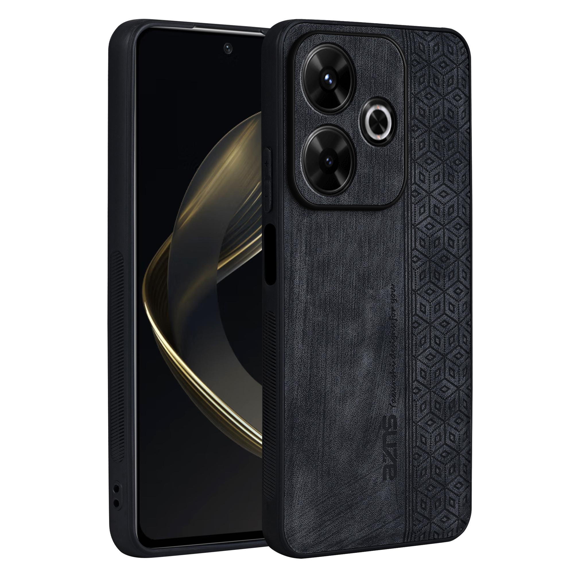

AZNS For Xiaomi Redmi 13 5G/13 4G/Note 13R 5G Case Non-Slip Leather+TPU Phone Cover Black