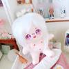 niannyyhouse 20cm Plush Girl White with Fried Hair and Black No Regular Cotton Skeletons Hair, Attributes, Body, Doll, Dress-Up (10 Included)