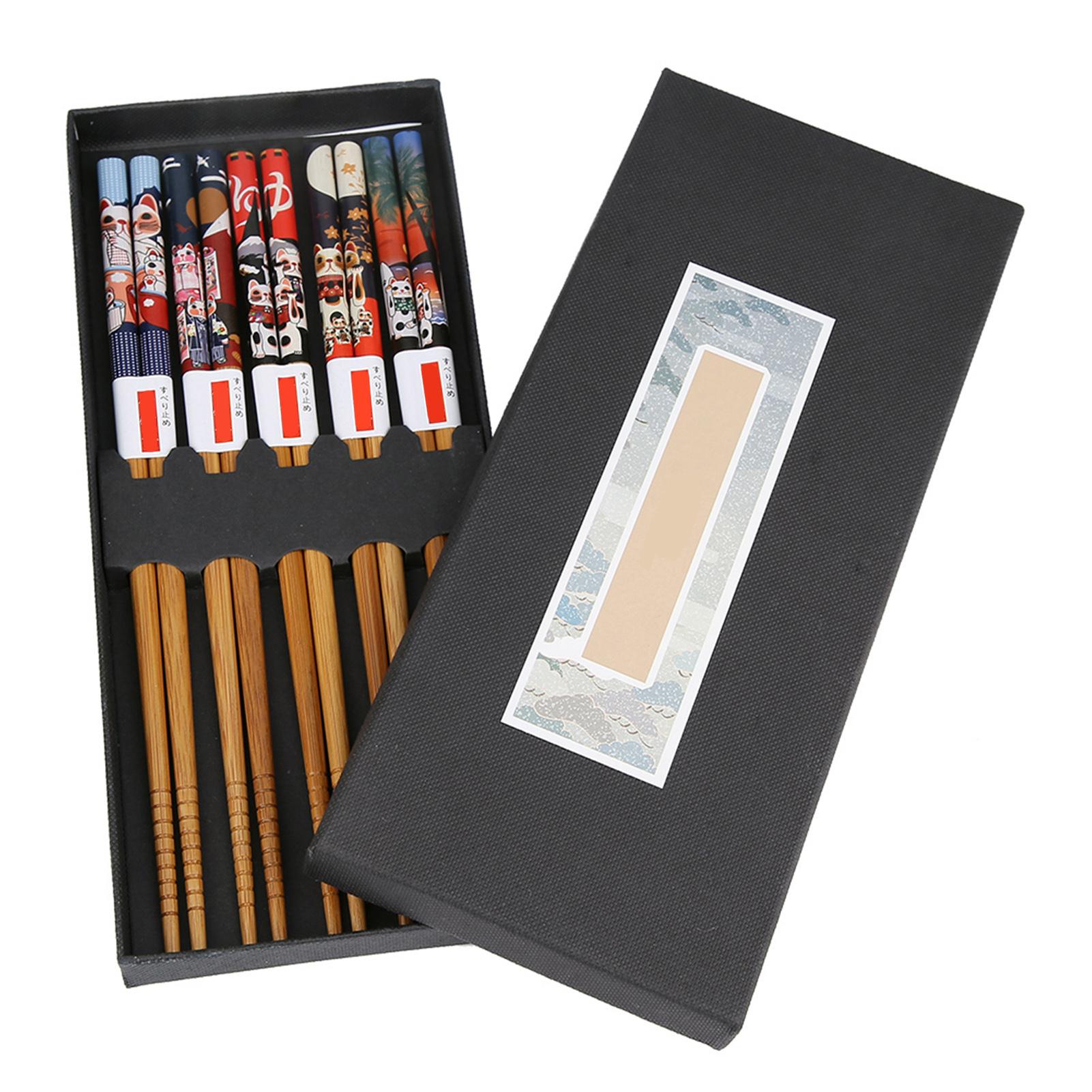 

5pair/ Set Washable Durable Wooden Chopstick Household Hotel Wedding Gift(Cat)