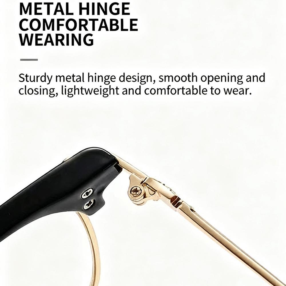 New Metal Half Frame Reading Glasses Anti-Blue Light Square HD Vision for Elderly Business Men Women Fashion Presbyopic Eyewear