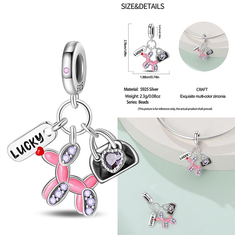 100% Copper Cute Little Bear Butterfly Flamingo Charms Beads Rose Princess Pendants Fit Diy Bracelets Jewelry Gifts