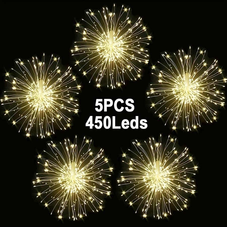 4/5pcs of Solar-Powered Outdoor Firework Lights, Featuring 240/360/450 LED Sparkling Starburst Sphere Designs, Available in Warm White, Multicolor