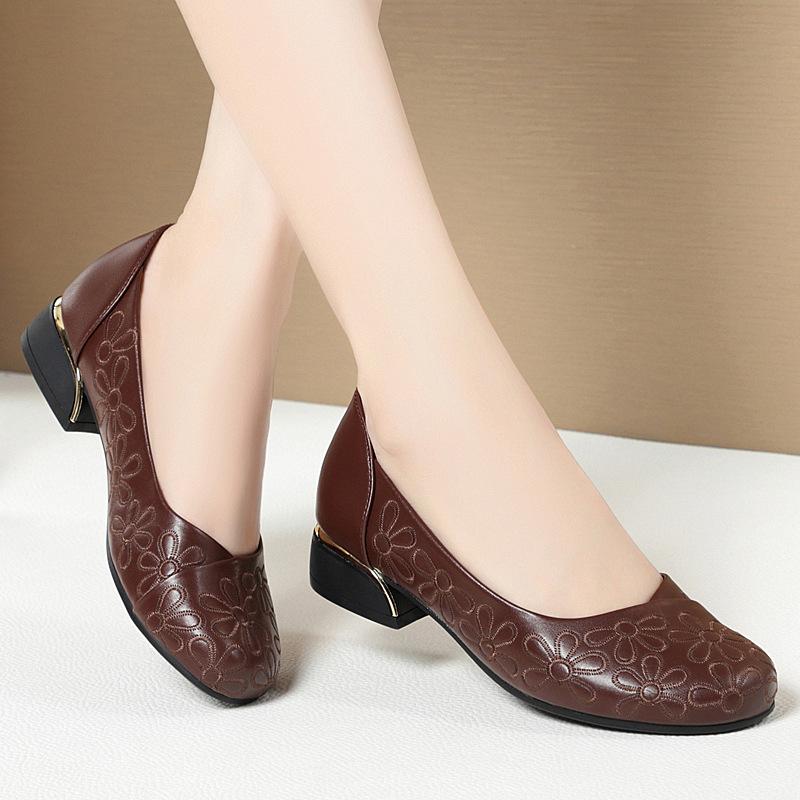 

Женские туфли на плоской подошве с круглым носком, мягкая подошва, неглубокий носок, женская кожаная обувь, удобная обувь 41 коричневый