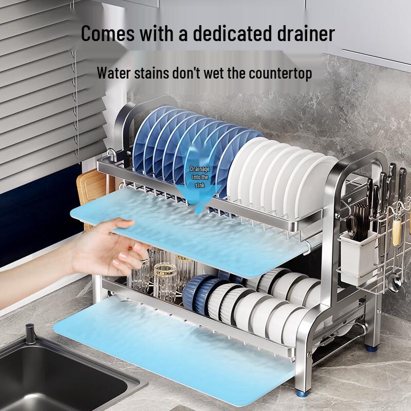 Cream Style 3-Tier 304 Stainless Steel Dish Drying Rack