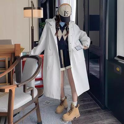 Hooded Windbreaker Women's Spring and Autumn Long New Korean Style College Style Loose Casual Jacket