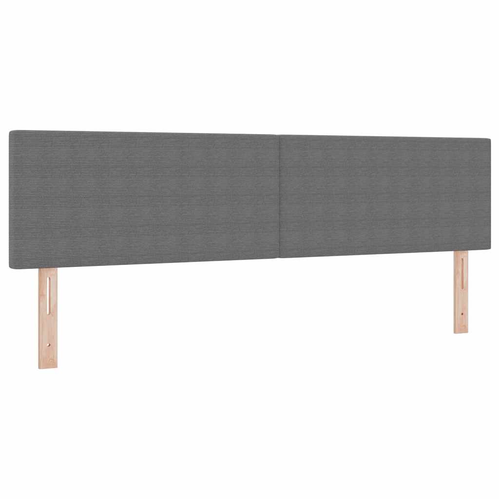 LED Box Spring Bed in Light Grey and White 180 x 200 cm Cord Fabric