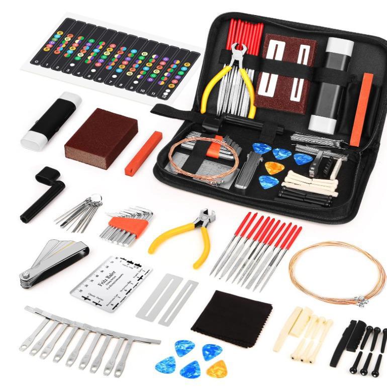 79-Piece Complete Guitar Tool Kit for Repair, Maintenance, and Polishing
