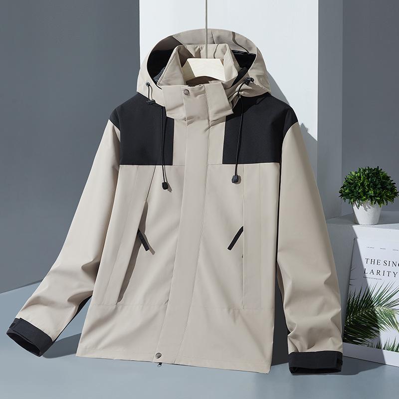 

Мужской и женский ветрозащитный плащ с цветными блоками: Водонепроницаемая, Ветрозащитная куртка с капюшоном для весенних и осенних мероприятий на открытом воздухе S