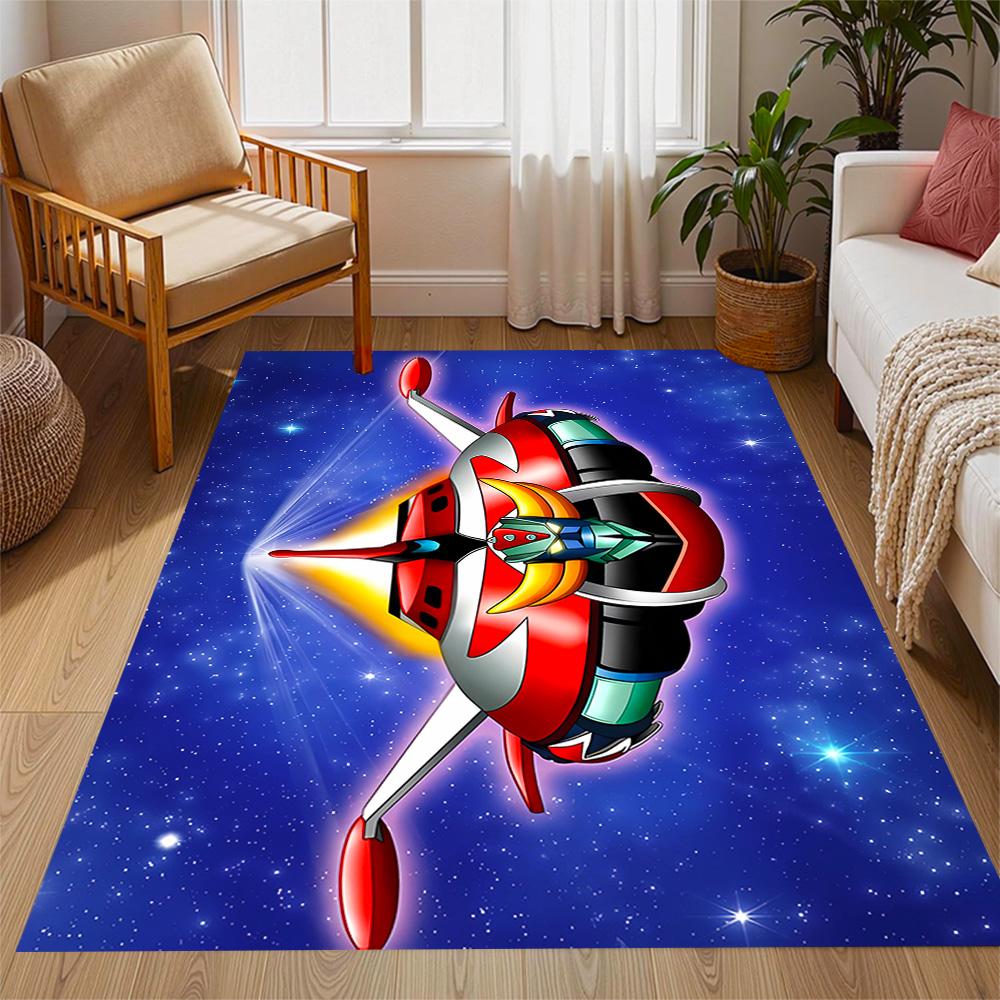 Goldorak robot Themed Anti-Slip Rugs - Polyester Home Decor, Suitable for Bedrooms, Living Rooms, Doorways, Studios, and Decorations