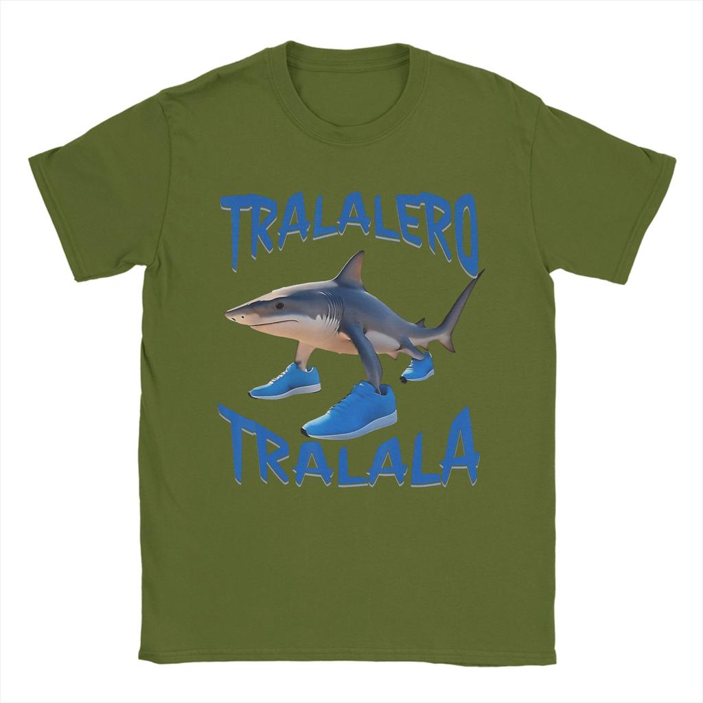 Tralalero Tralala Shark Meme  T Shirt Men 100% Cotton T-Shirts Round Neck Italian Brainrot Memes Tees Short Sleeve Clothing