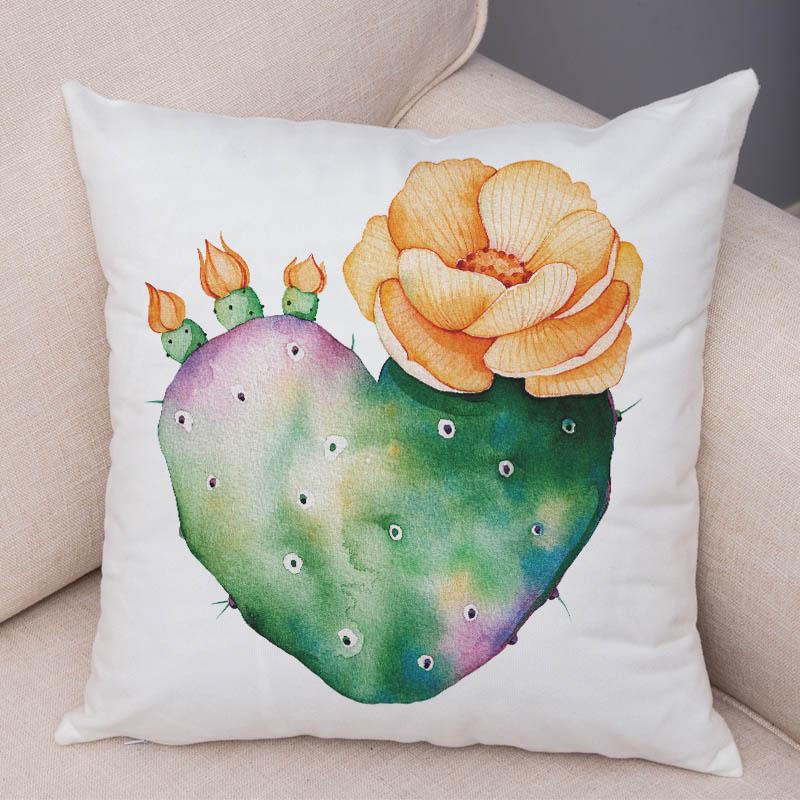 

Диван Главная Наволочка Акварель Кактус Декоративный Принт Зеленое Растение Подушка 40x40cm