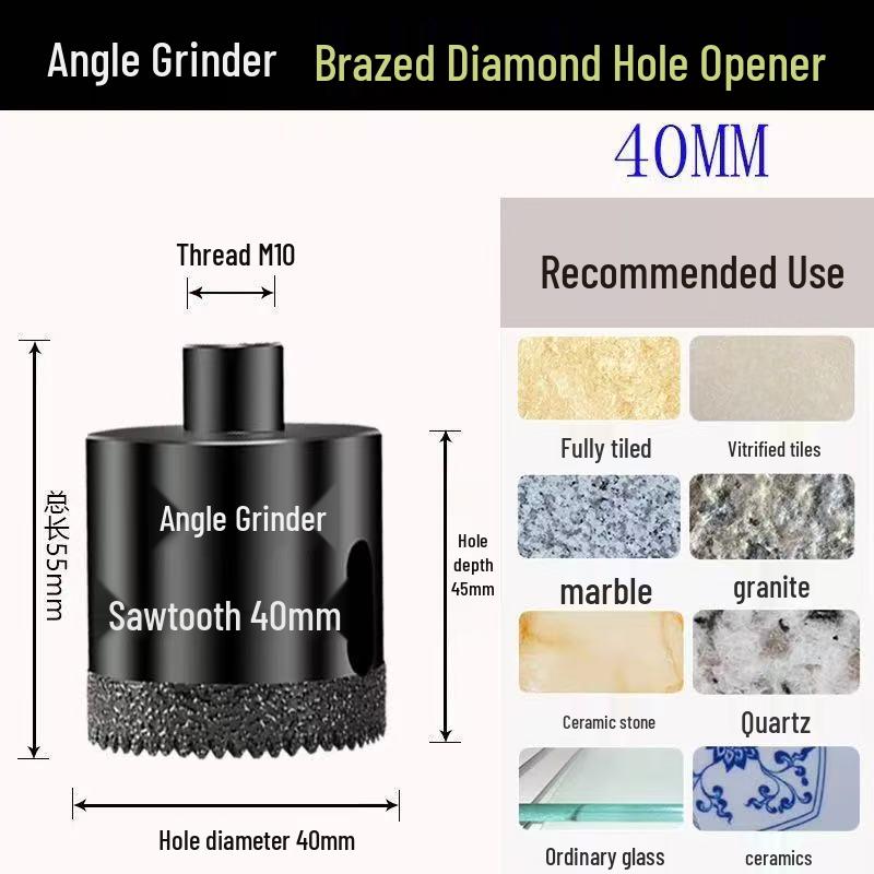 Diamond Brazed Angle Grinder Hole Opener for Ceramic, Vitrified Tiles, and Stone
