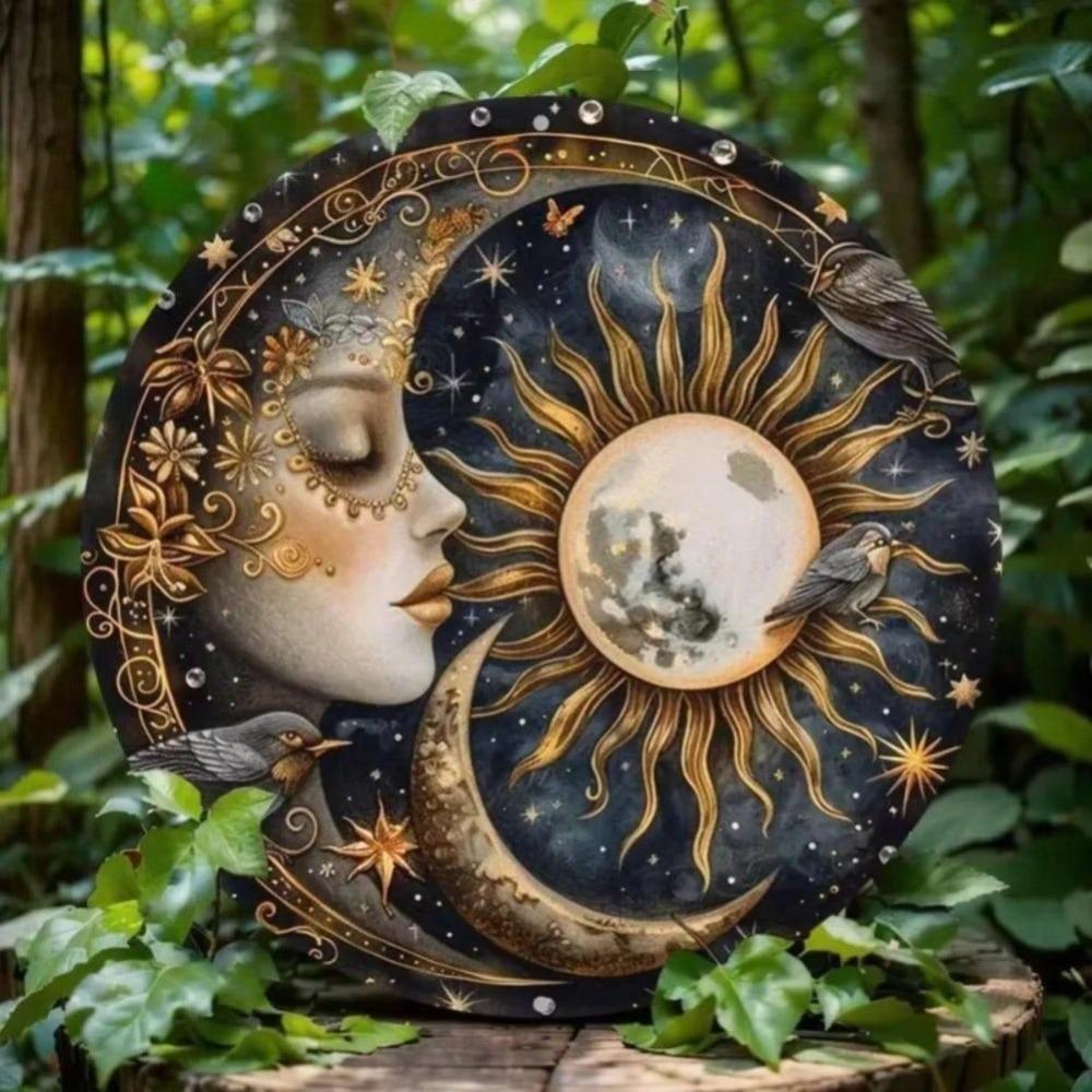 Moon Sun Metal Wall Art Bohemian Decor for Home Cafe Restaurant