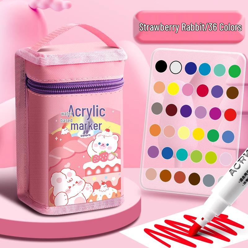 Acrylic Marker and Colored Pencil Set: 24 Opaque Colors, 36 Paint Brushes for Kindergarten Art