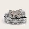 Fashionable Butterfly Silver Buckle Decor Women Casual White Lace Belt Waist