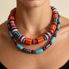 Fashionable Beach Ocean Style Necklace Layered Irregular Geometric Colored Bead Necklace for Women