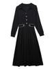 Elegant Color Block Patchwork Slim Fit Mid-Length Plus Size Long Sleeve Dress for Women - Spring/Autumn Collection
