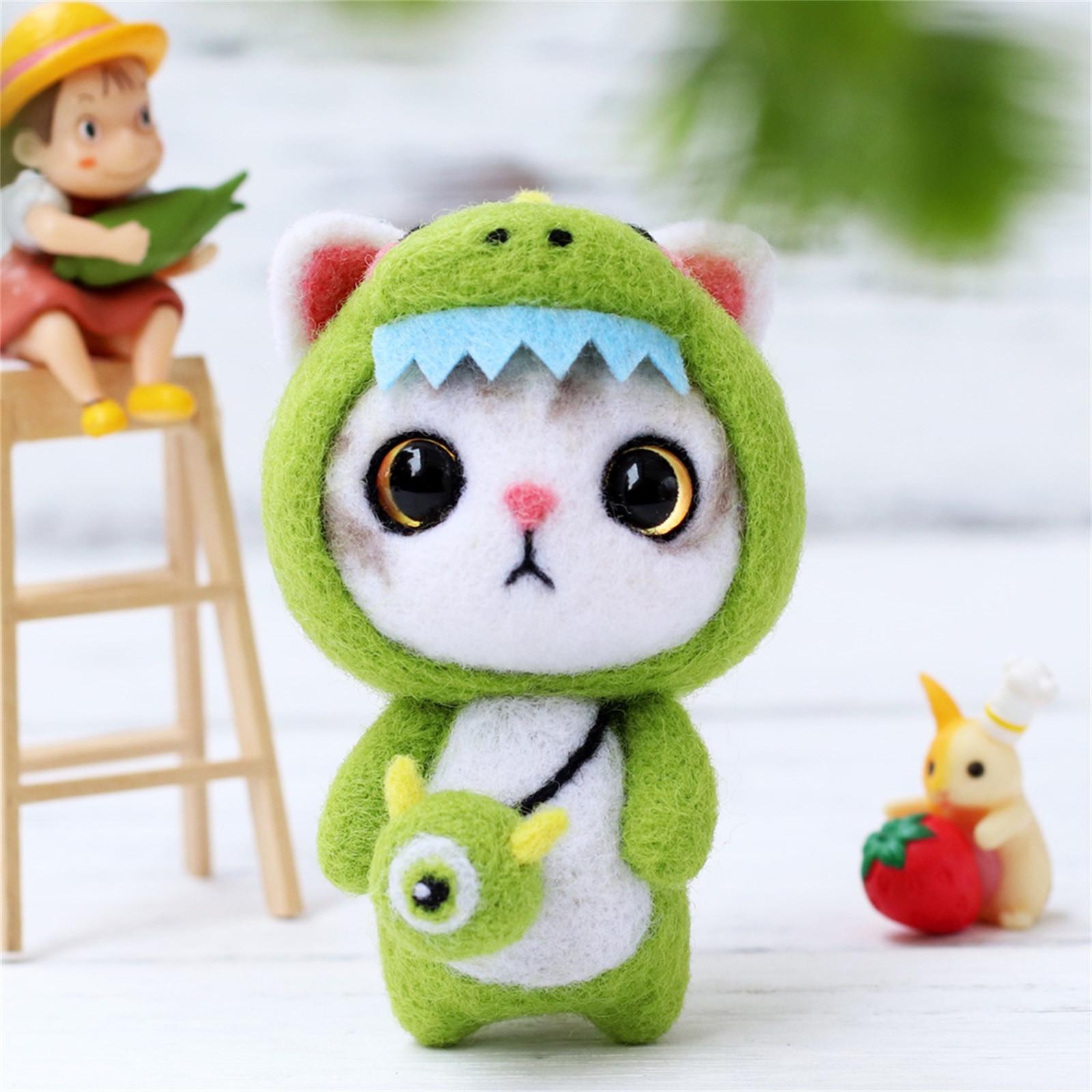 

(Курица Кунг Пао)Милый кот узор ручной работы DIY тыкать шерстяной войлок материал производственная упаковка 13.5*9.5*5 cm