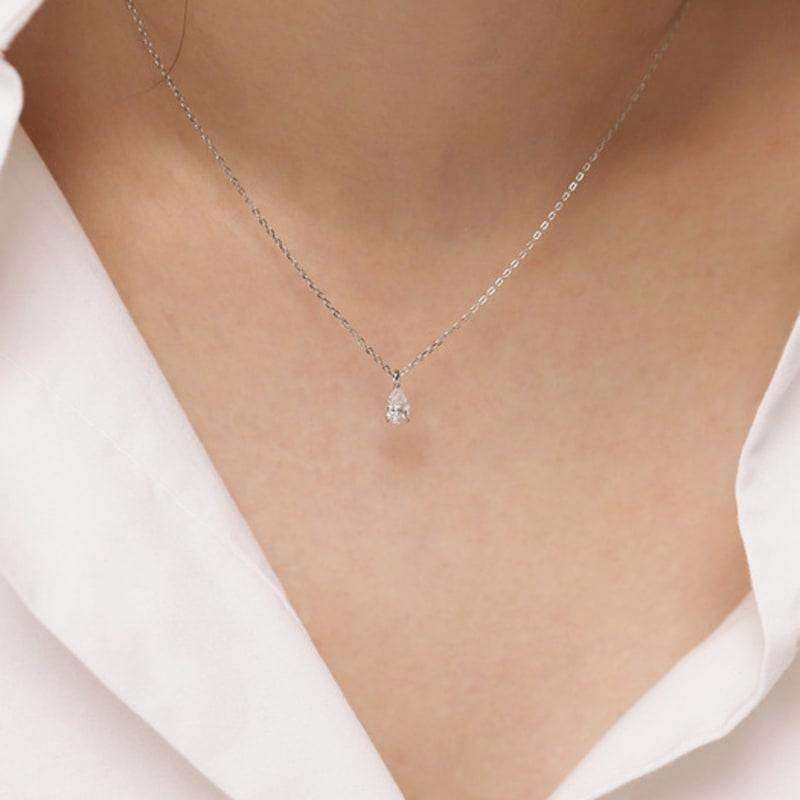 Ozel Silver925 Moissanite 0.5ct Pear Cut Necklace PS115N