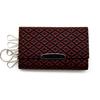 Inden Key Case Black with Red Diamond and Chrysanthemum [Inden-ya] C, Deerskin, Lacquer, Pattern, 4704-21-017