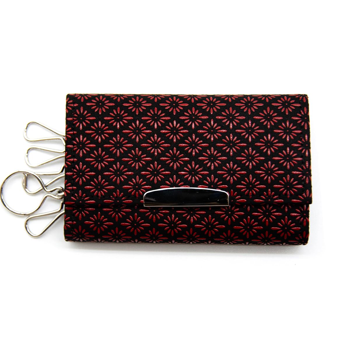

Inden Key Case Black with Red Diamond and Chrysanthemum [Inden-ya] C, Deerskin, Lacquer, Pattern, 4704-21-017 чорний